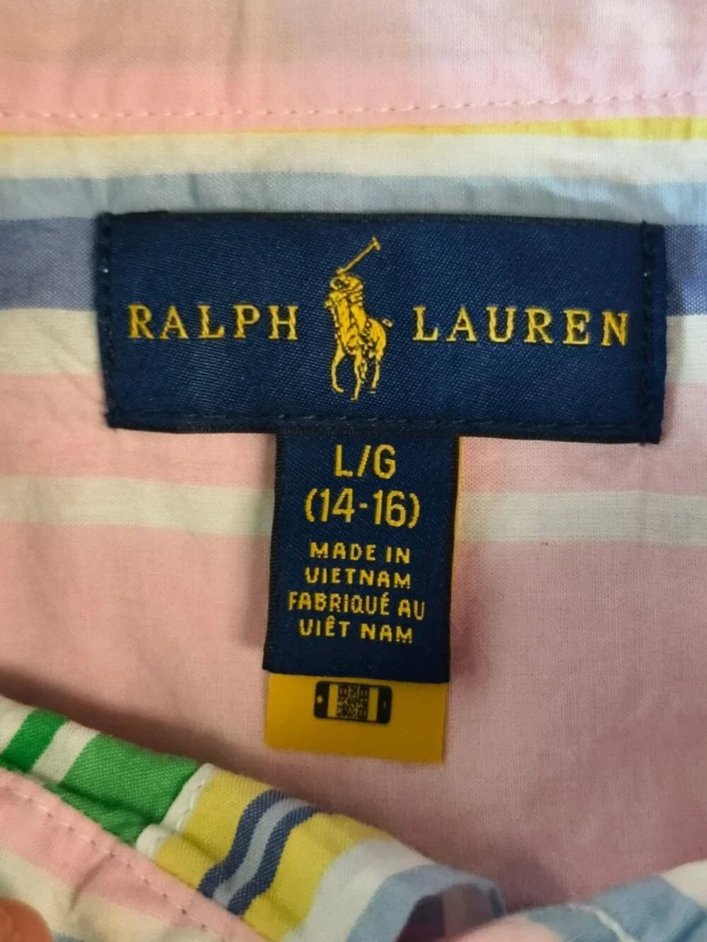 Polo Ralph Lauren Boys L Oxford Button-Up Shirt Striped Short Slv Multicolor Pre